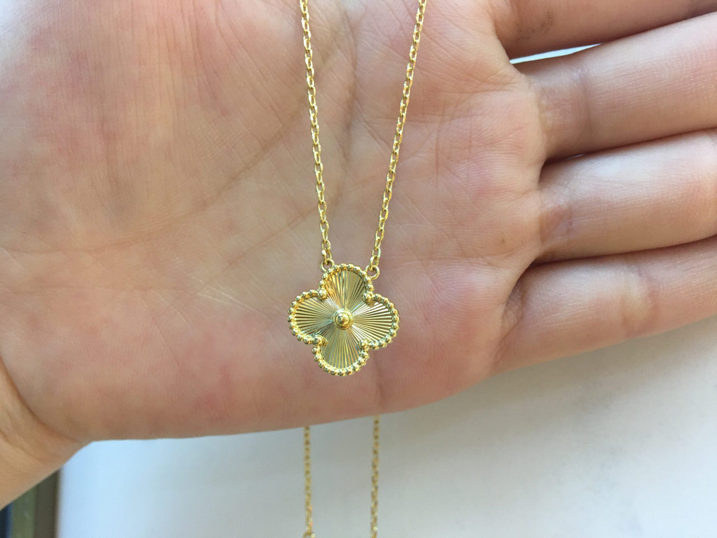 Vintage Alhambra Pendant Guilloché Necklace