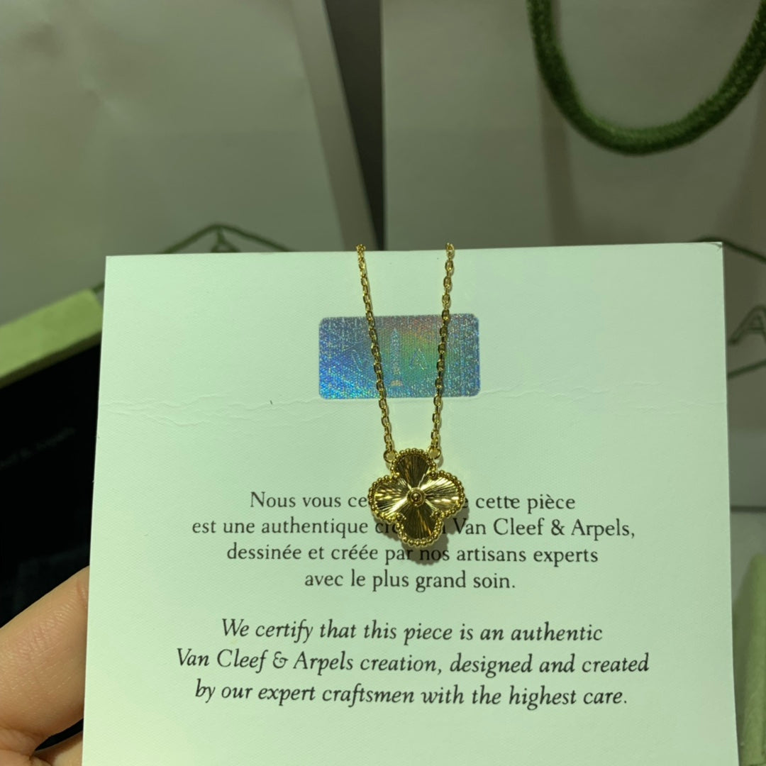 Vintage Alhambra Pendant Guilloché Necklace
