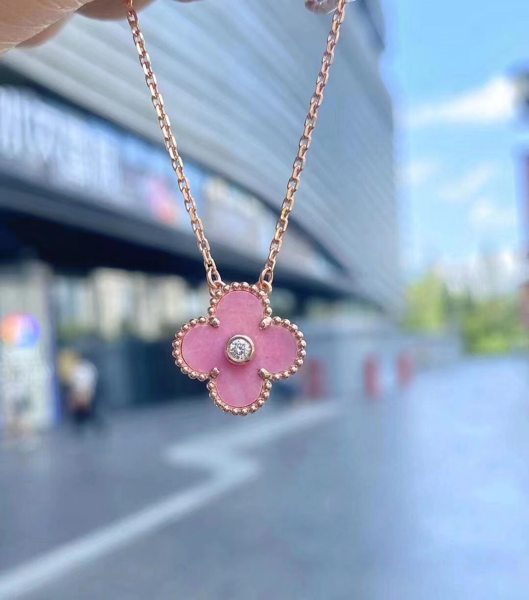 Vintage Alhambra Rhodonite pendant