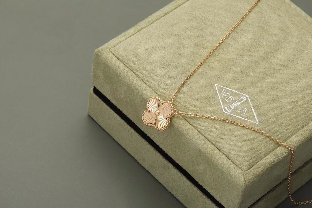 Vintage Alhambra Pendant Guilloché Necklace