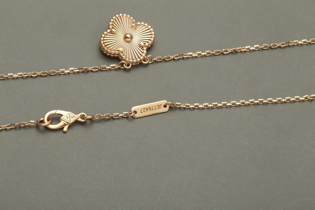 Vintage Alhambra Pendant Guilloché Necklace