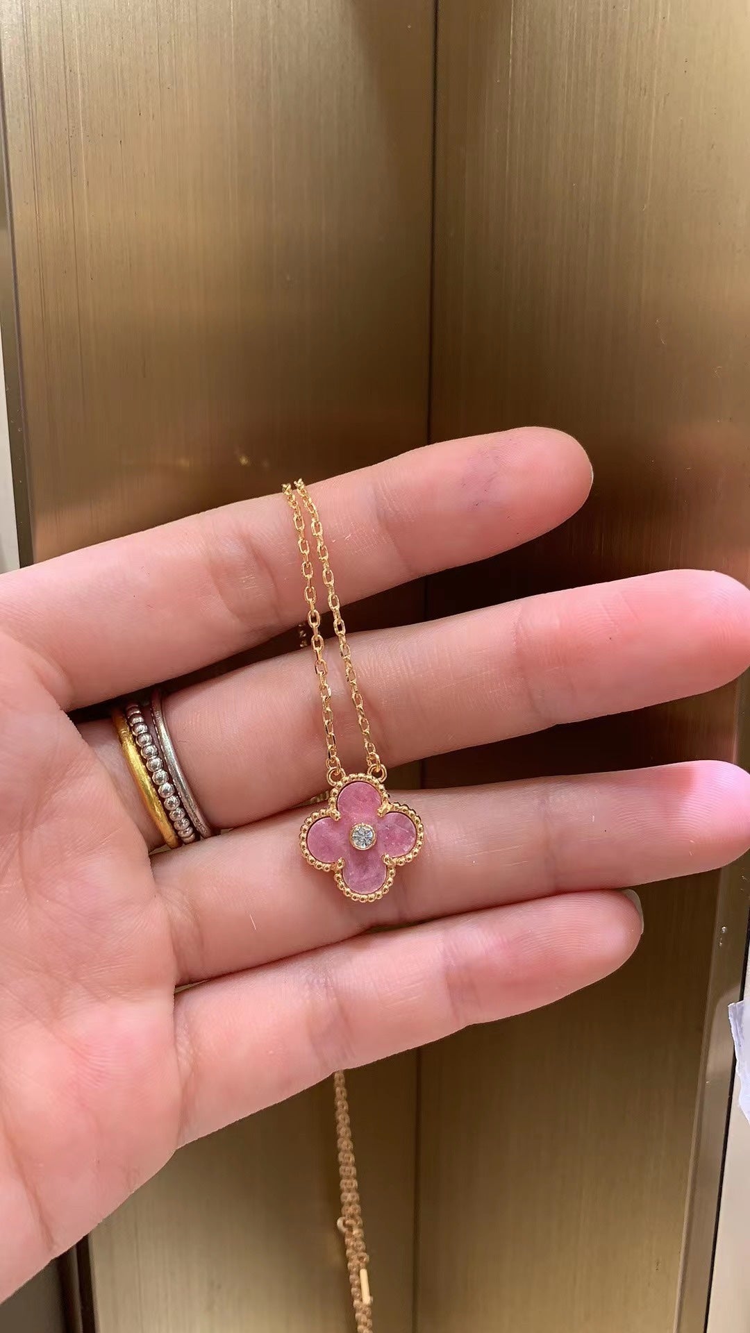 Vintage Alhambra Rhodonite pendant