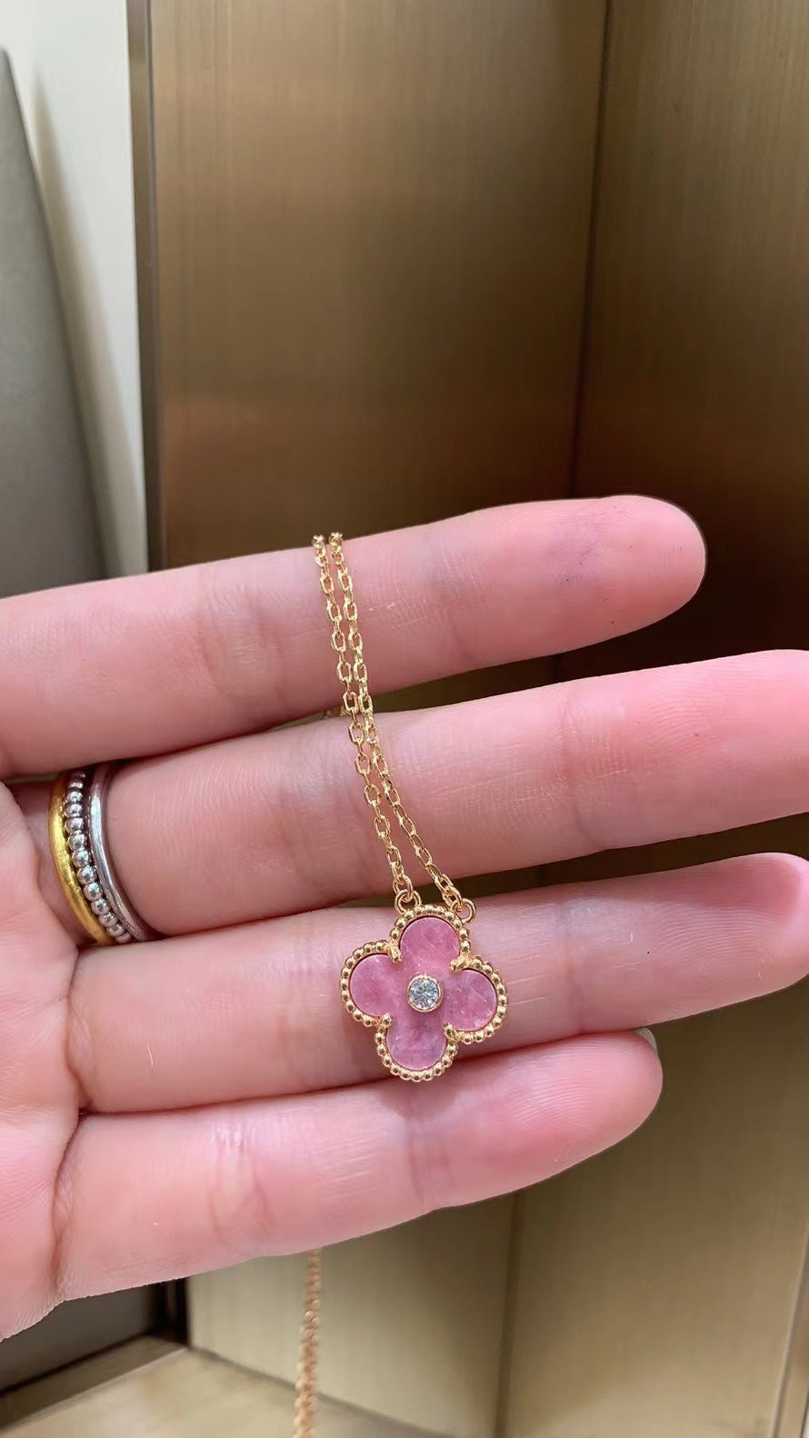 Vintage Alhambra Rhodonite pendant