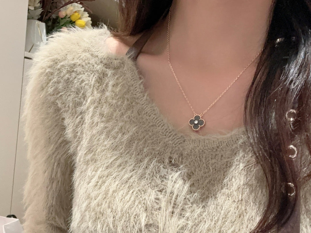 Pendant Silver Obsidian in Rose Gold