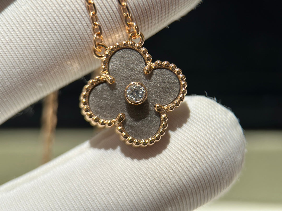 Pendant Silver Obsidian in Rose Gold