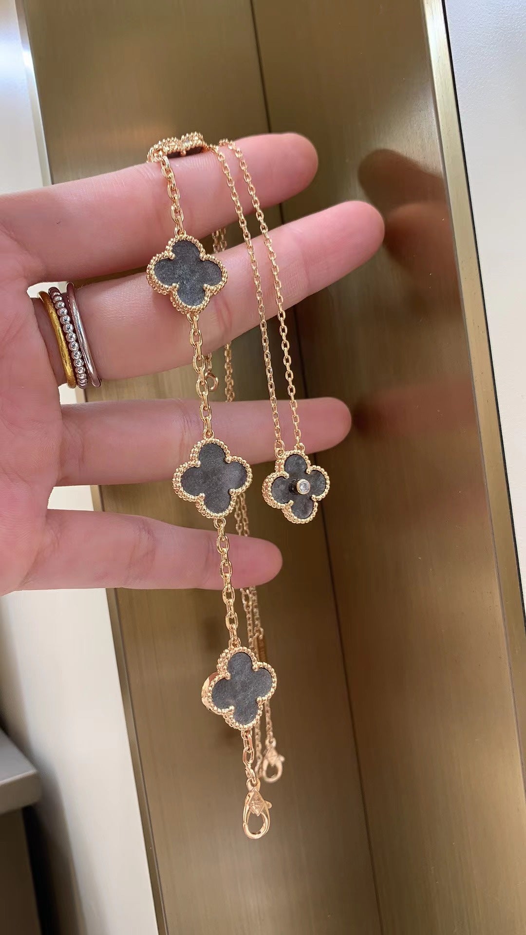 Pendant Silver Obsidian in Rose Gold