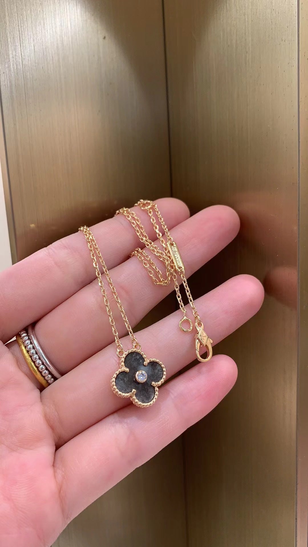 Pendant Silver Obsidian in Rose Gold