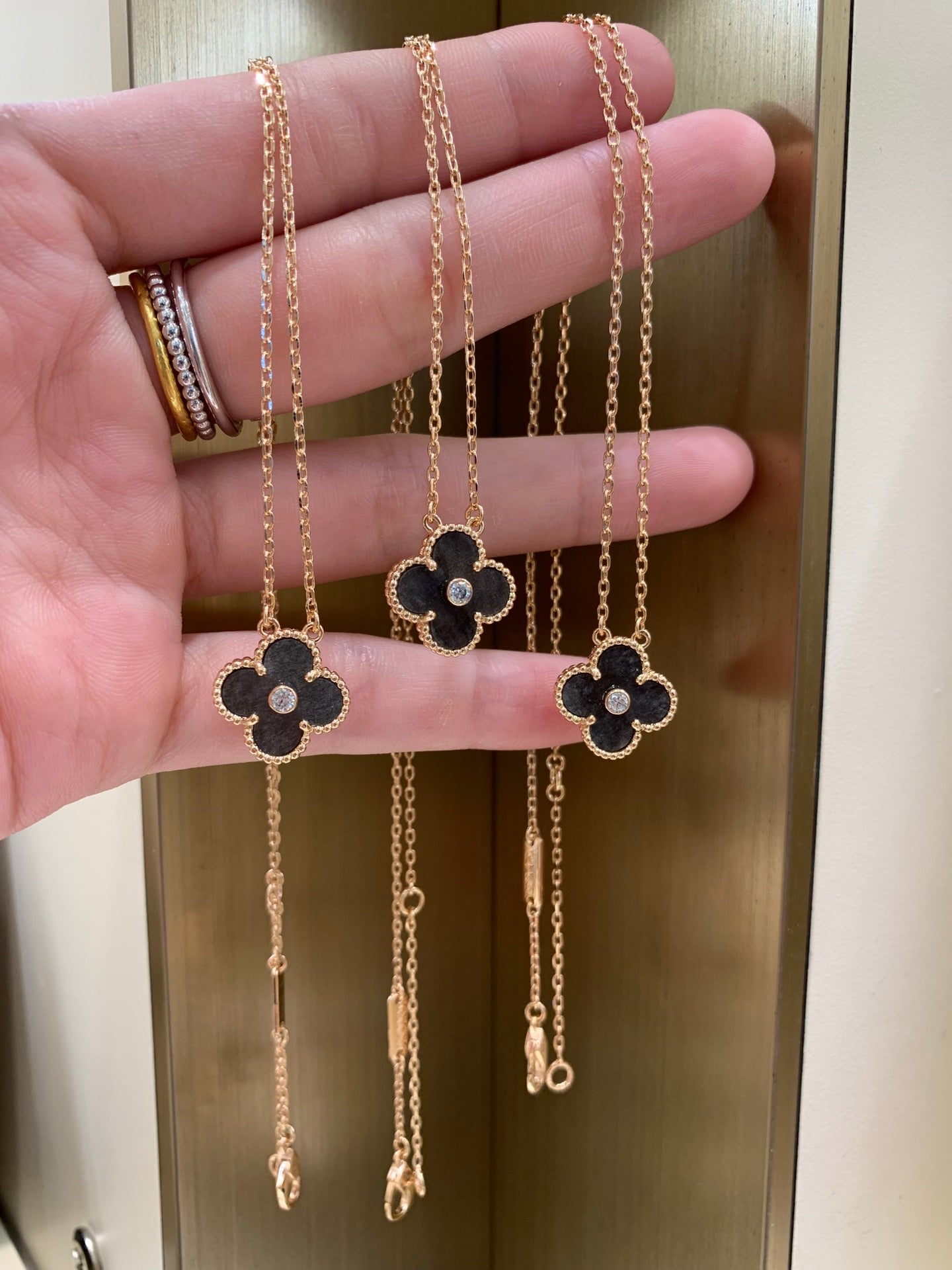 Pendant Silver Obsidian in Rose Gold
