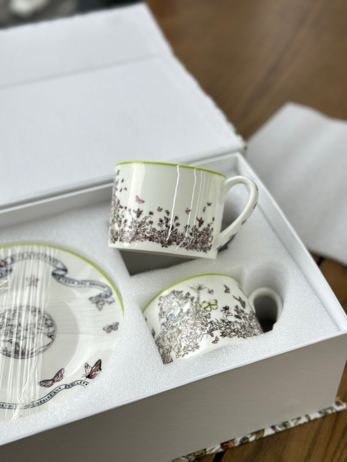 Early spring series butterfly element double cup saucer 🦋